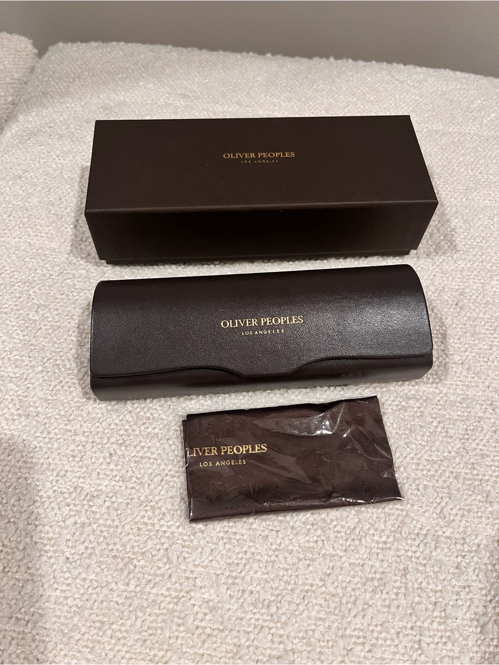 Oliver Peoples Dark Brown Eyewear Case Set with Gold Logo